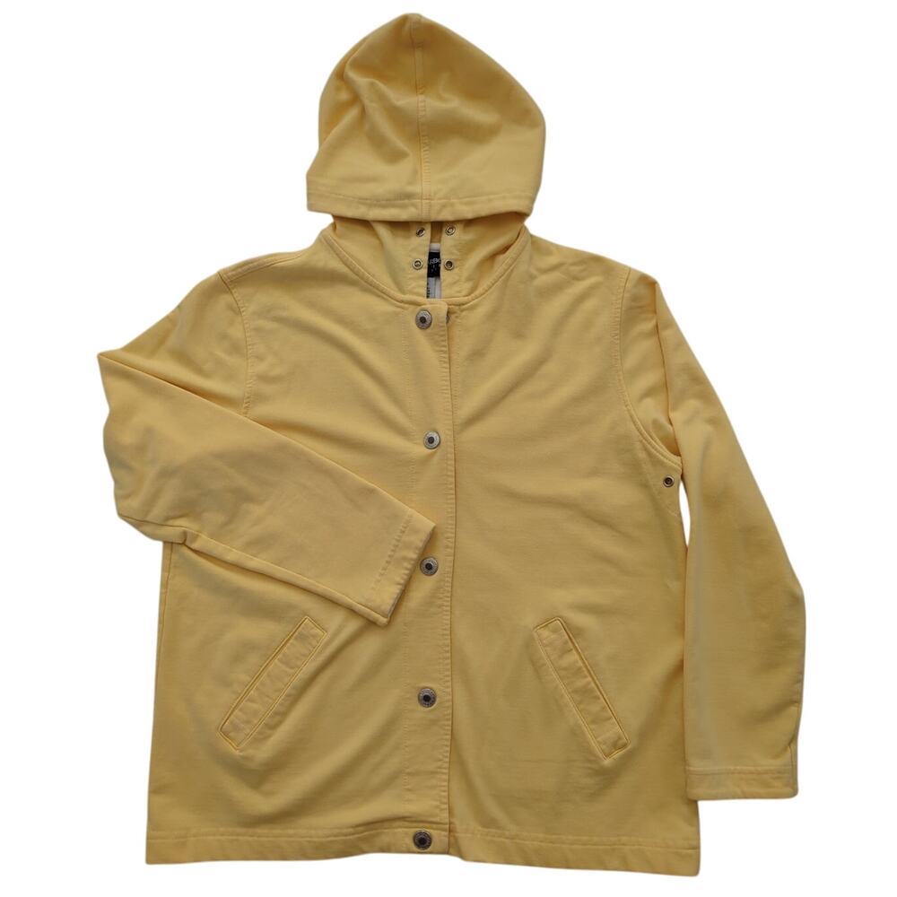 SAG HARBOR SPORT Sunny Yellow Hooded Button Up Jacket Women's Size Petite S